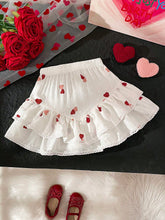 Valentine's Day Prom Dress Style Girls Casual Heart Print Cake Skirt, New Fashion Young Girl Skirt Suit, Suitable For Spring/Autumn